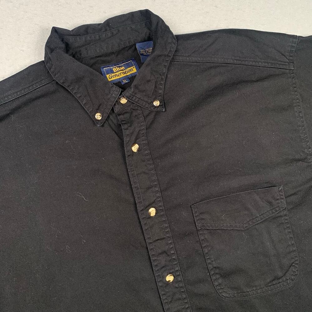 Blue Generation Shirt Mens XL Black Short Sleeve Button Up Workwear Western